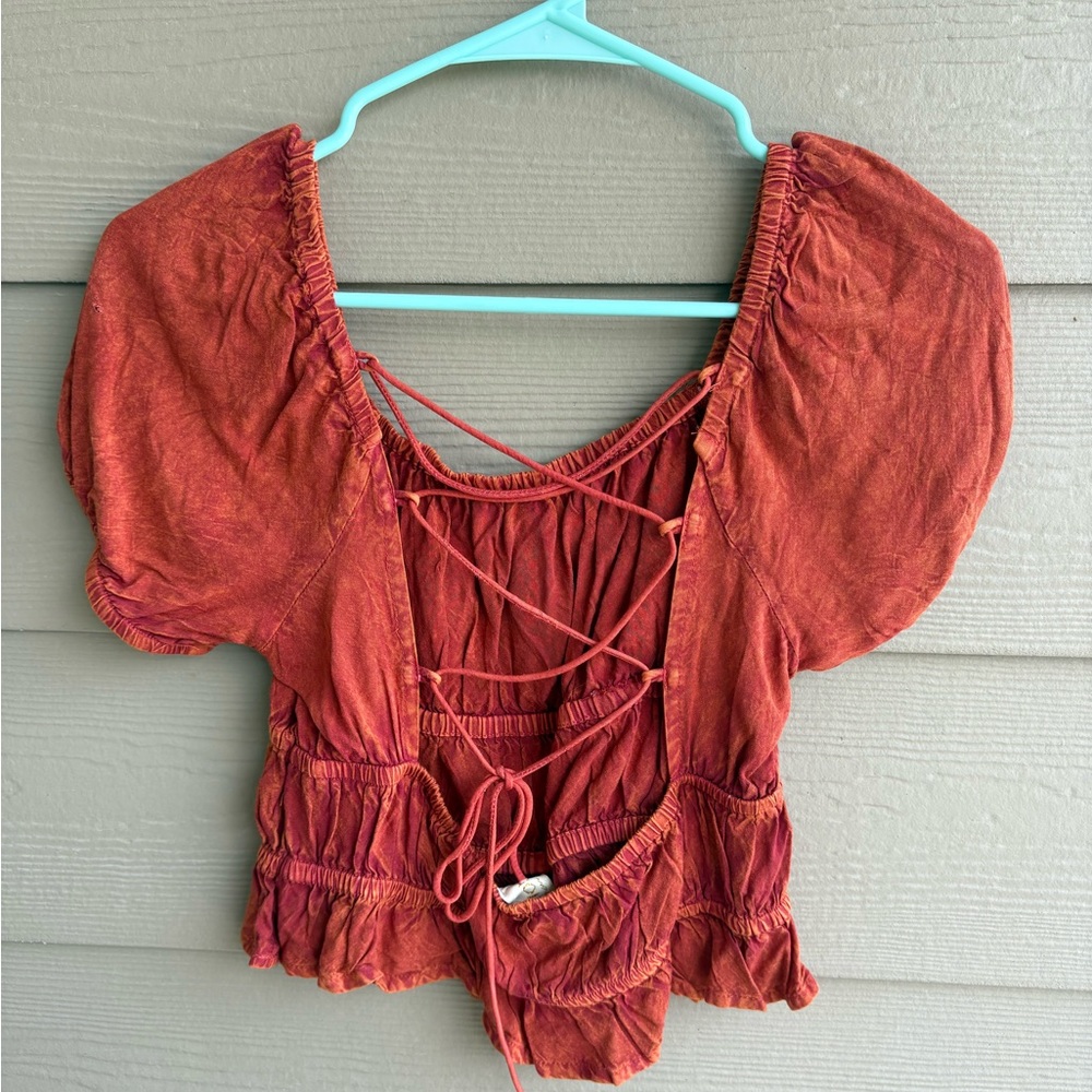 Rebellion Rust Ruffled Blouse - Picture 2 of 3